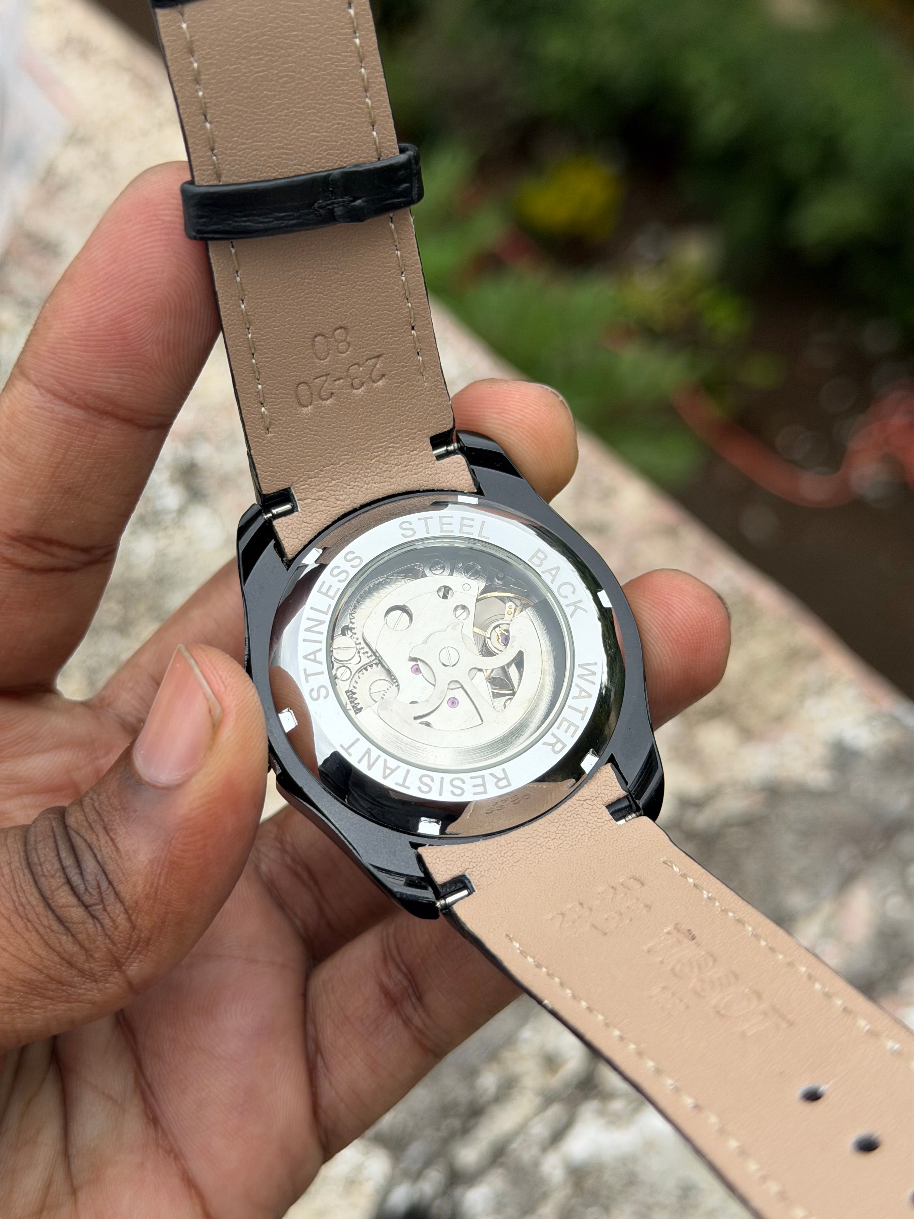 Tisso# 1853 Skeleton Dial Automatic Men’s Watch – Black Case & Black Leather Strap