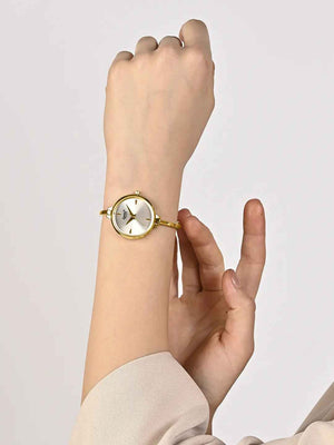 Ajanta Quartz Women’s Elegant Golden Bangle Watch with Silver Dial (AWC052PMSL/3) - 1 Year Warranty