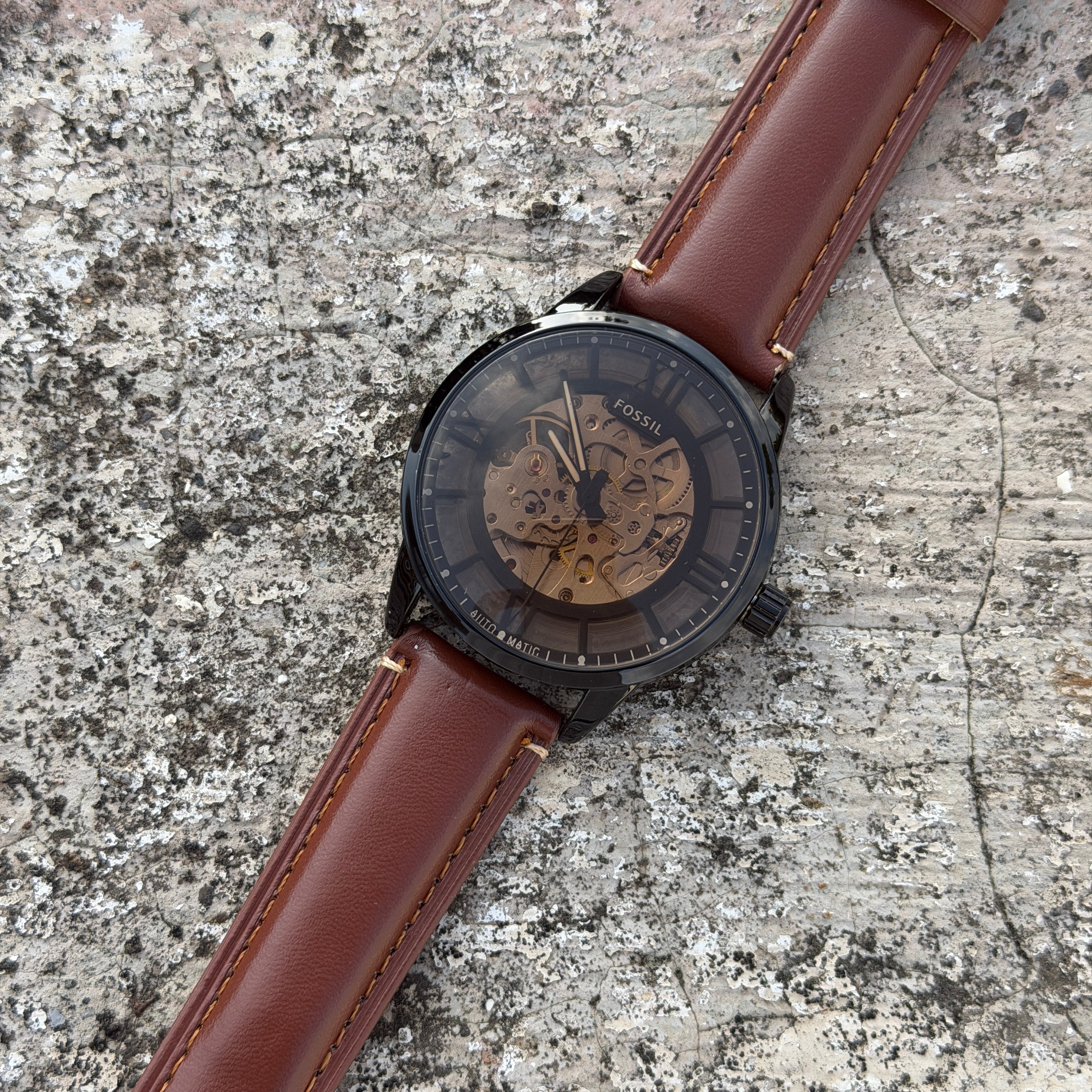 Fossi# Townsman Automatic Leather - 3 Month Machine Warranty - OM SAI TIMEPIECE