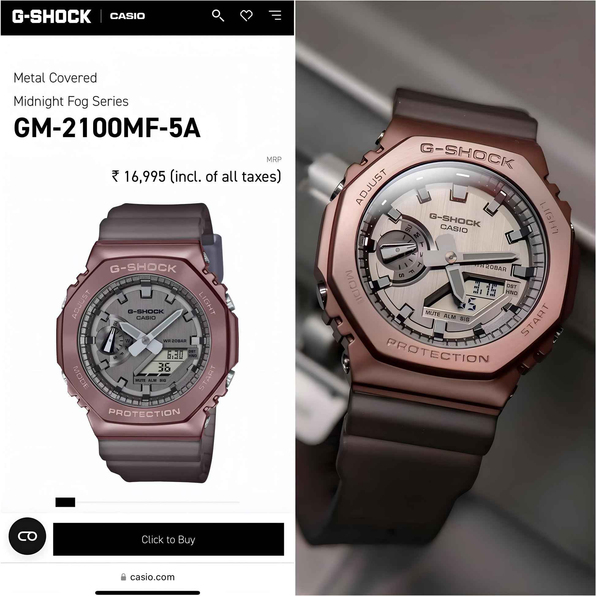 G-SHOCK GM-2100 Brown Metal Body - OM SAI TIMEPIECE