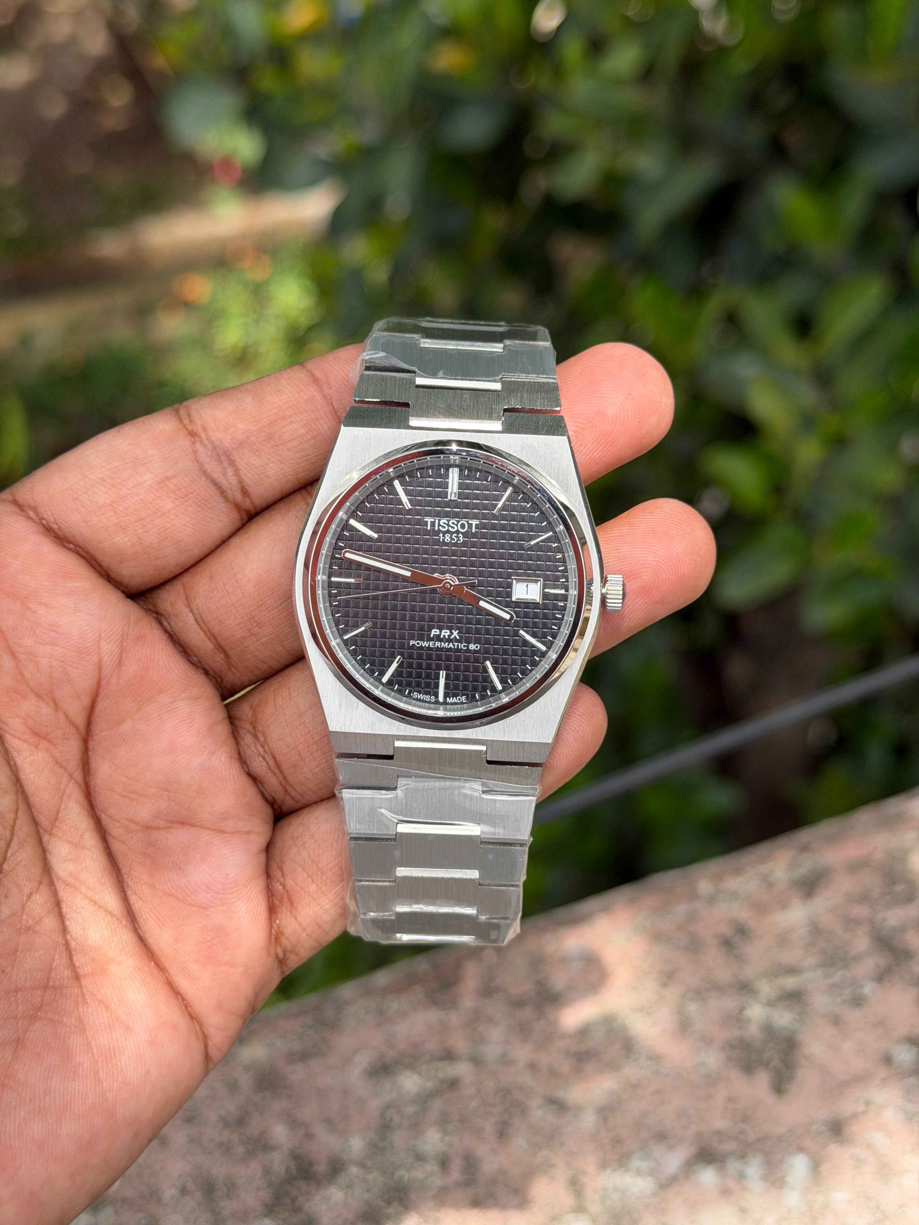 Tissot PRX Black Waffle Dial Stainless Steel Men's Watch | Powermatic 80 Inspired Edition