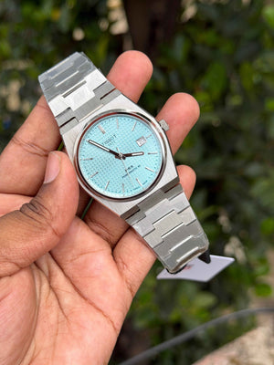 Tissot PRX Ice Blue Waffle Dial Stainless Steel Men's Watch | Powermatic 80 Inspired Edition