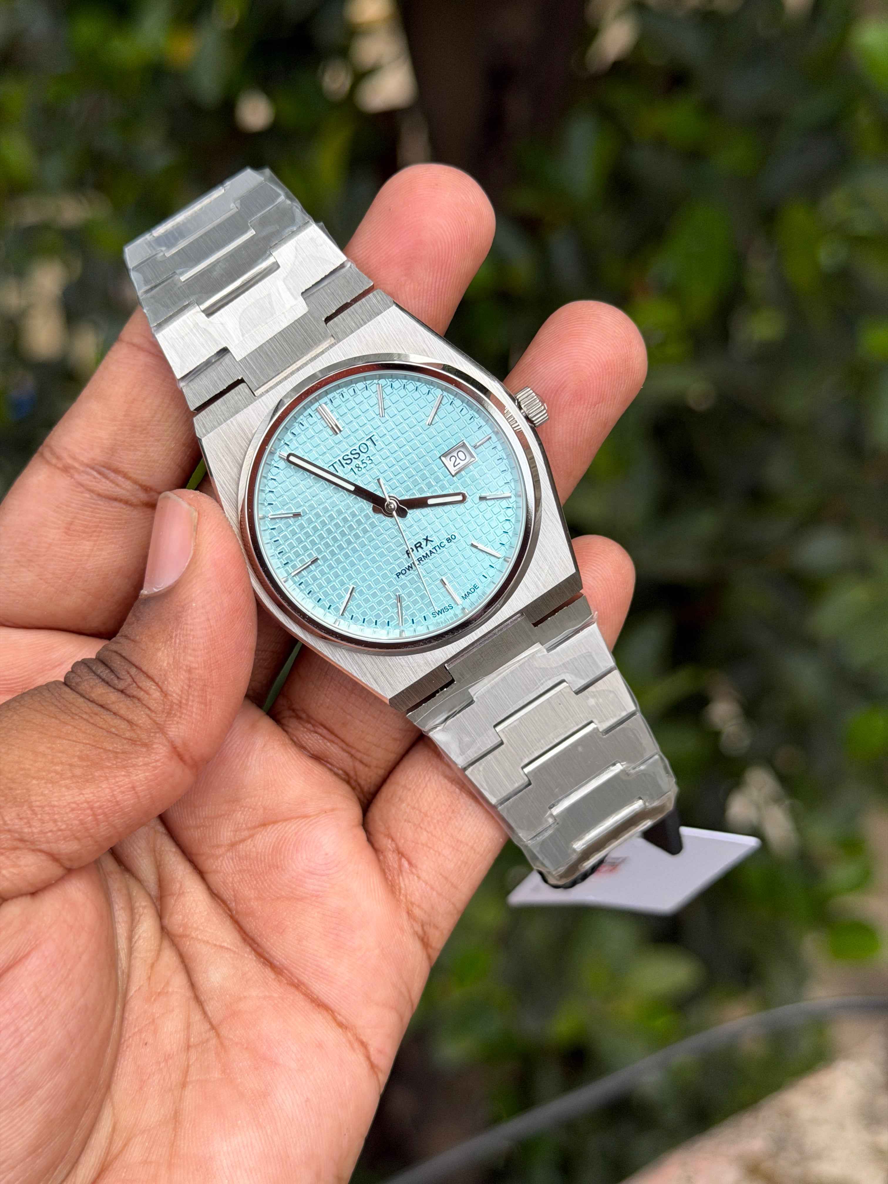 Tissot PRX Ice Blue Waffle Dial Stainless Steel Men's Watch | Powermatic 80 Inspired Edition