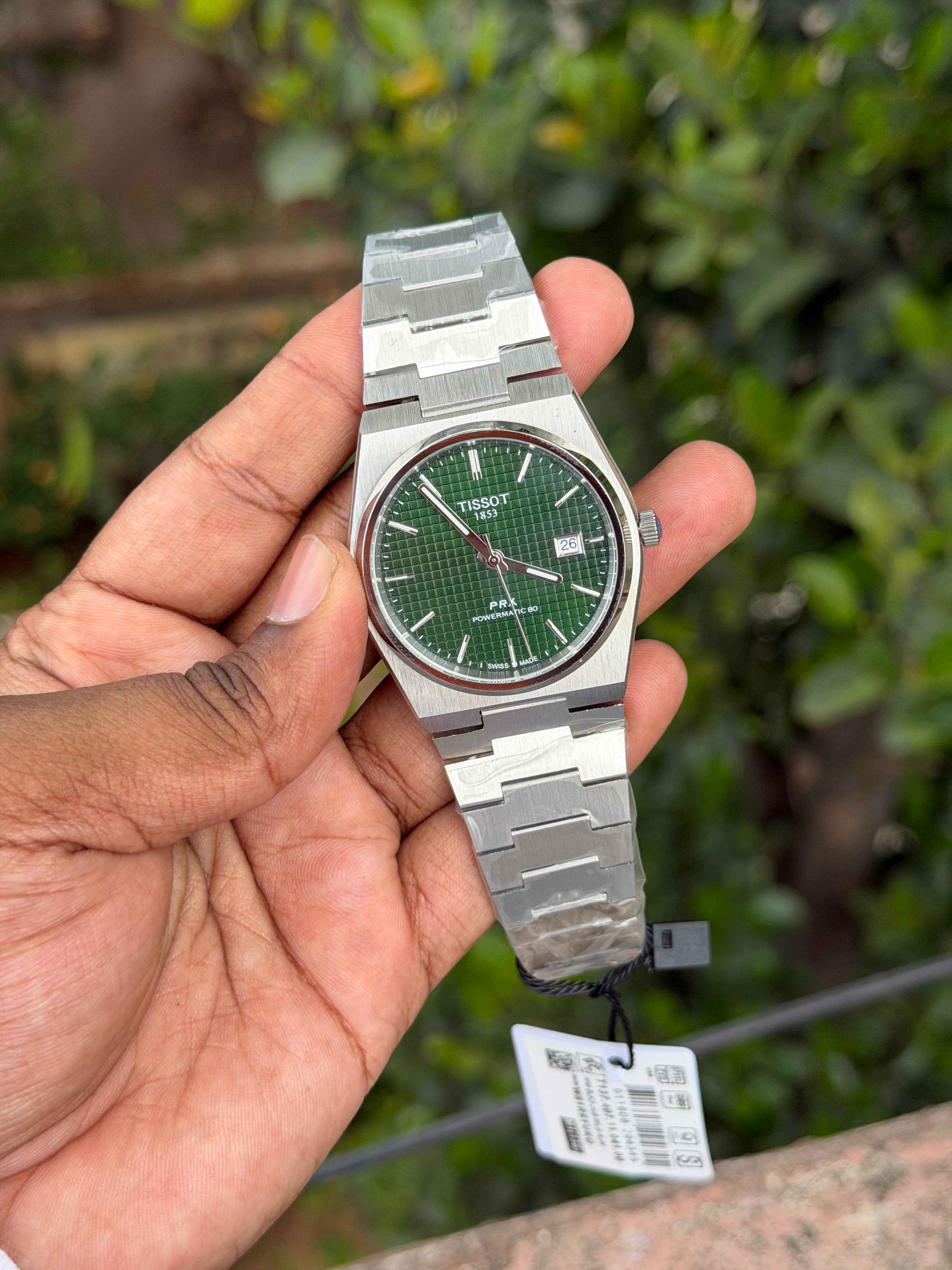 Tissot PRX Green Waffle Dial Stainless Steel Men's Watch | Powermatic 80 Inspired Edition