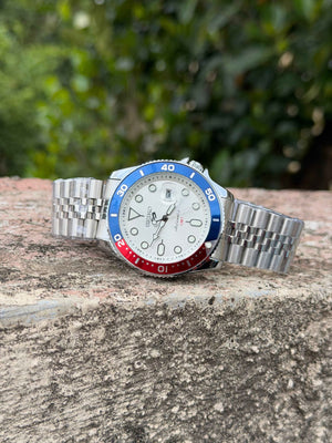 Séik o 5 Sports Automatic GMT "Pepsi" Edition Stainless Steel Men's Watch