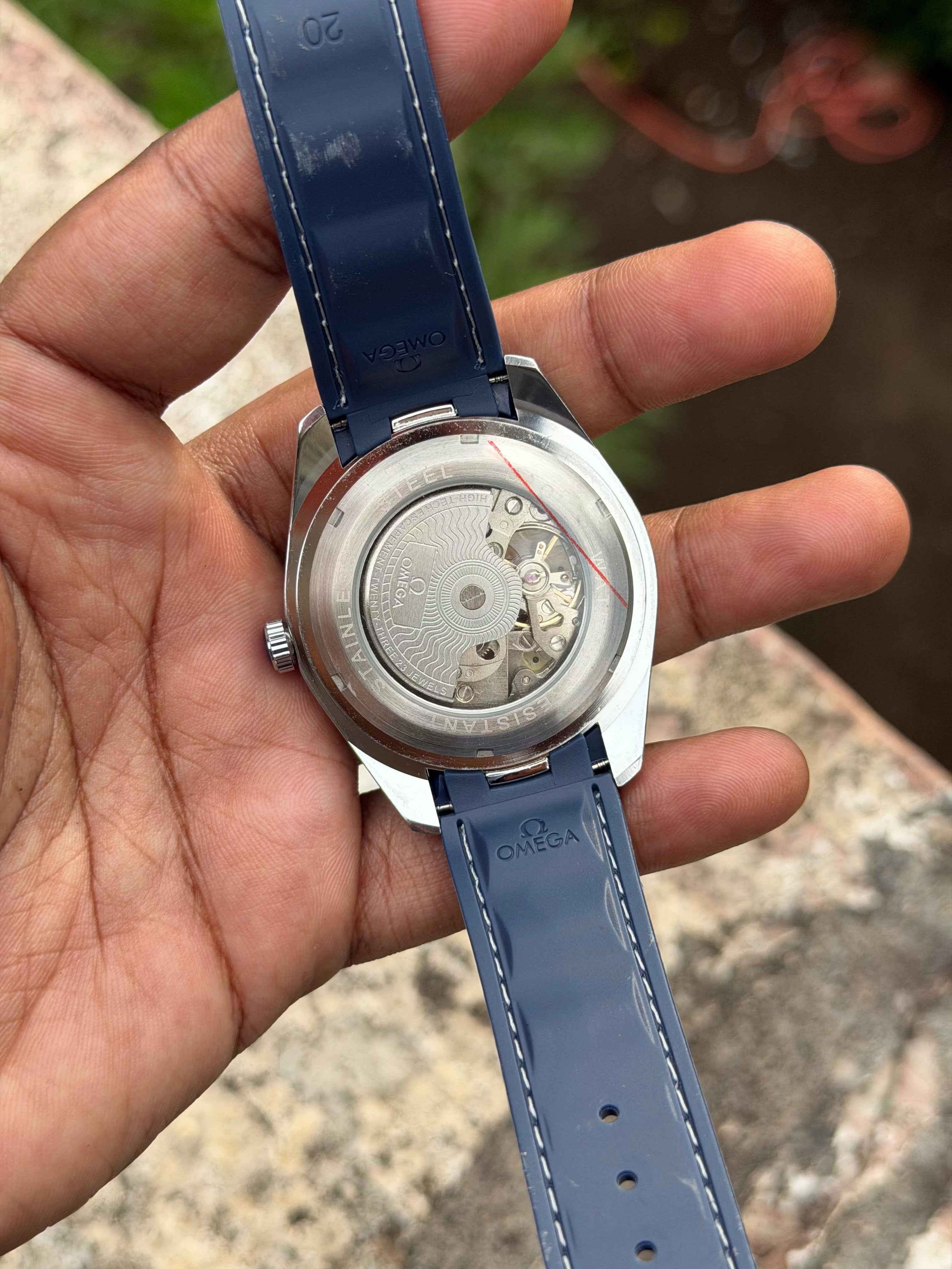 Omga Seamaster Aqua Terra Automatic Skeleton Dial Men’s Watch – Blue Rubber Strap