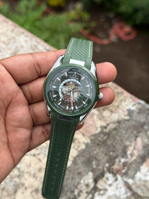 Omga Seamaster Aqua Terra Automatic Skeleton Dial Men’s Watch – Green Rubber Strap