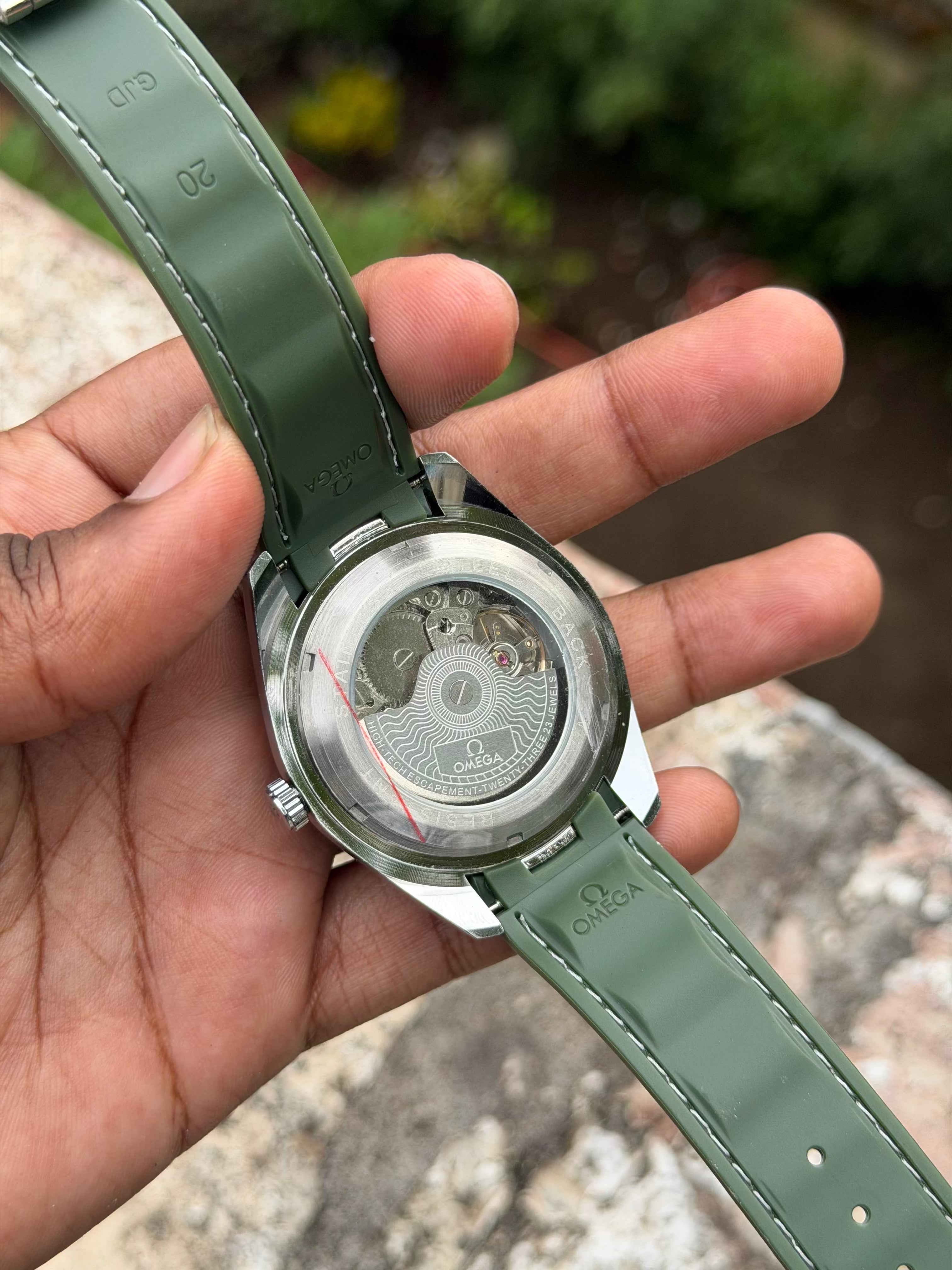 Omga Seamaster Aqua Terra Automatic Skeleton Dial Men’s Watch – Green Rubber Strap