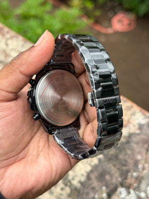 Casiio Ediffice World Time Full Black Chronograph Quartz Watch