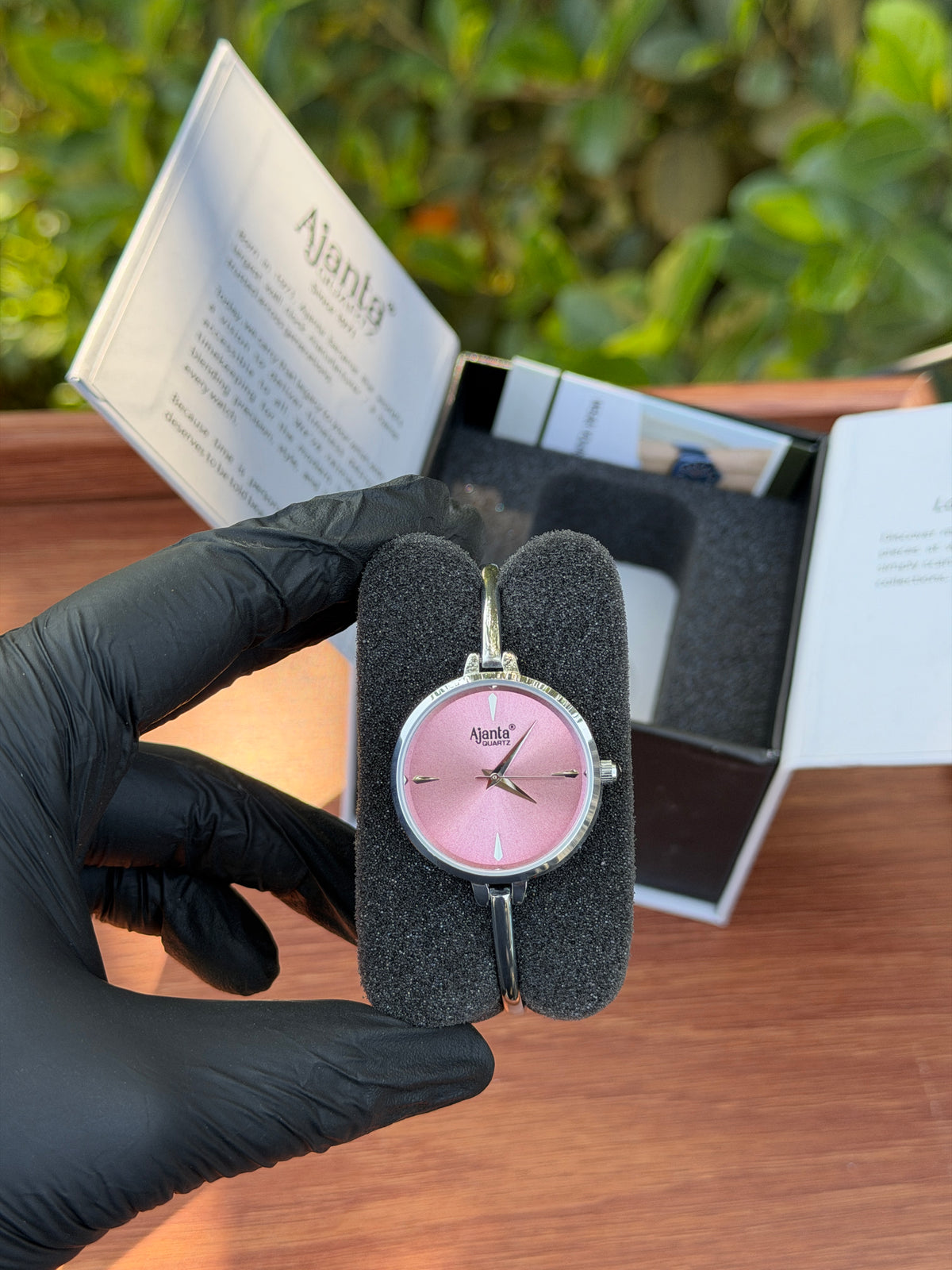 Ajanta Quartz Women’s Elegant Silver Bangle Watch with Pink Dial (AWC052PMSL/1) - 1 Year Warranty