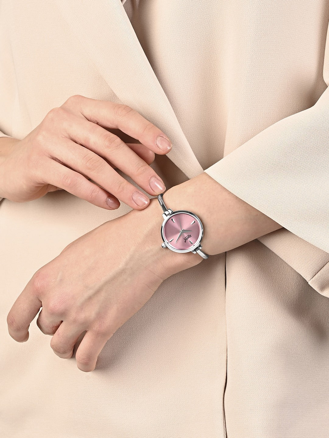 Ajanta Quartz Women’s Elegant Silver Bangle Watch with Pink Dial (AWC052PMSL/1) - 1 Year Warranty