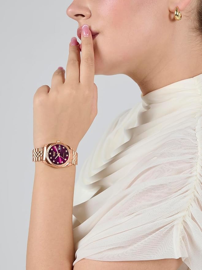 Ajanta Quartz Avenza Women’s Analog Watch (Model: AWCEXL102L/4 WINE PURPLE - 1 Year Warranty